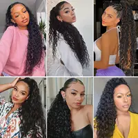 24 Inch Curly Ponytail Extensions Synthetic Deep Wave Drawstring Ponytail For Black Women With Clip In Thick Ponytail Synthetic 6