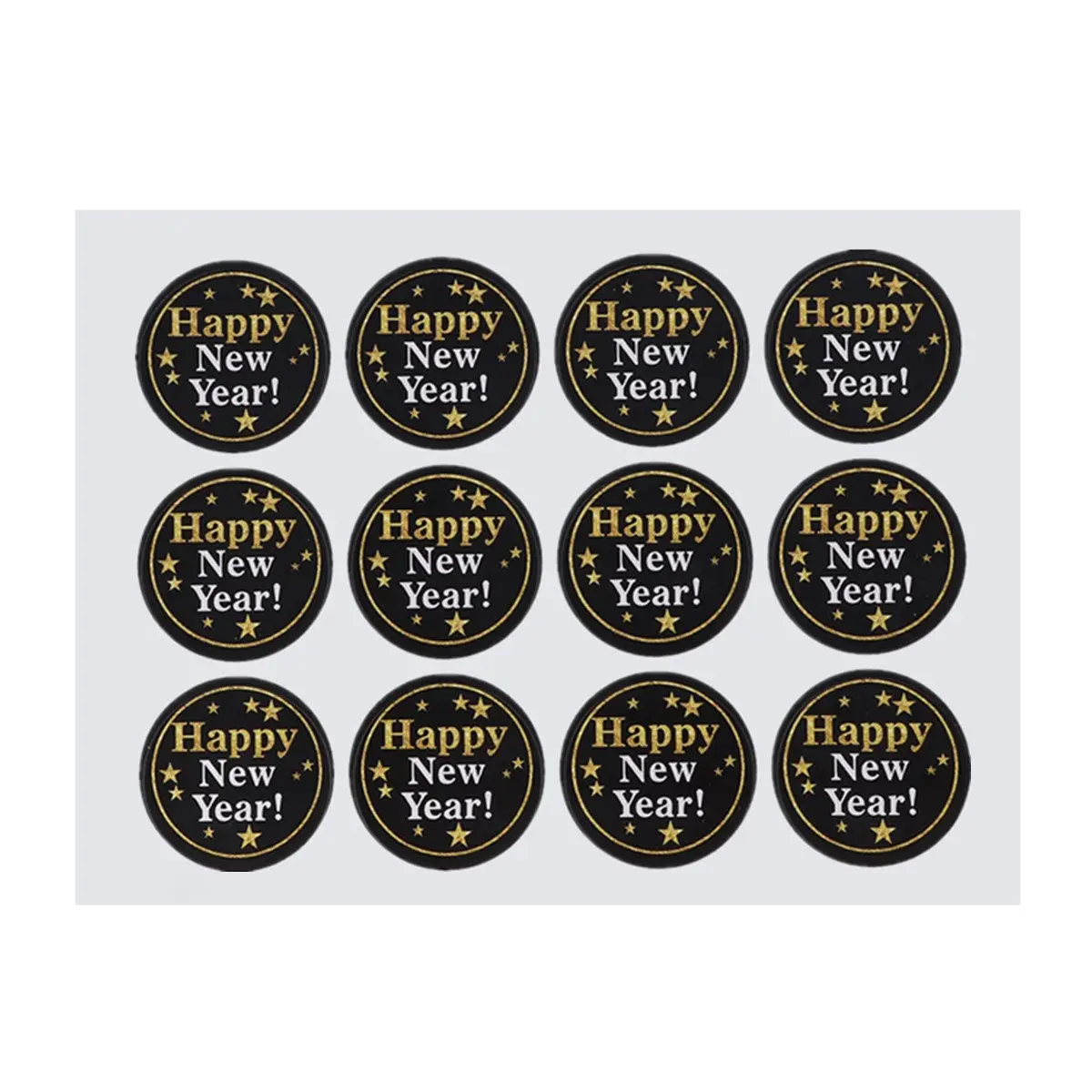 New Year Round Adhesive Labels – Self-Adhesive Sealing Stickers for Cookie Bags, Baking Decor, Party Balloons & Cards