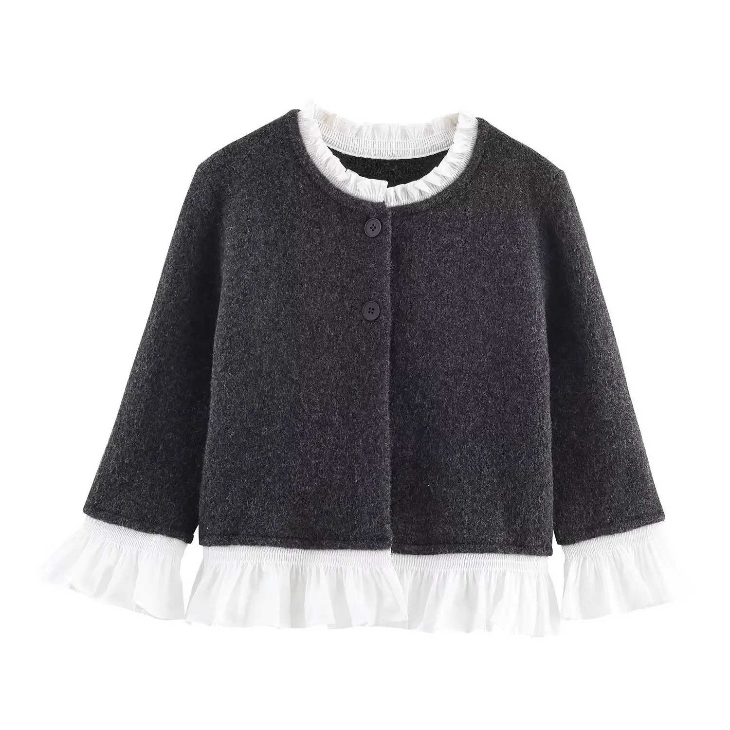 

Европейская и американская осенняя одежда 2025 года, новая модная и модная сращенная. ​ ​ свитер с круглым вырезом вязаная куртка