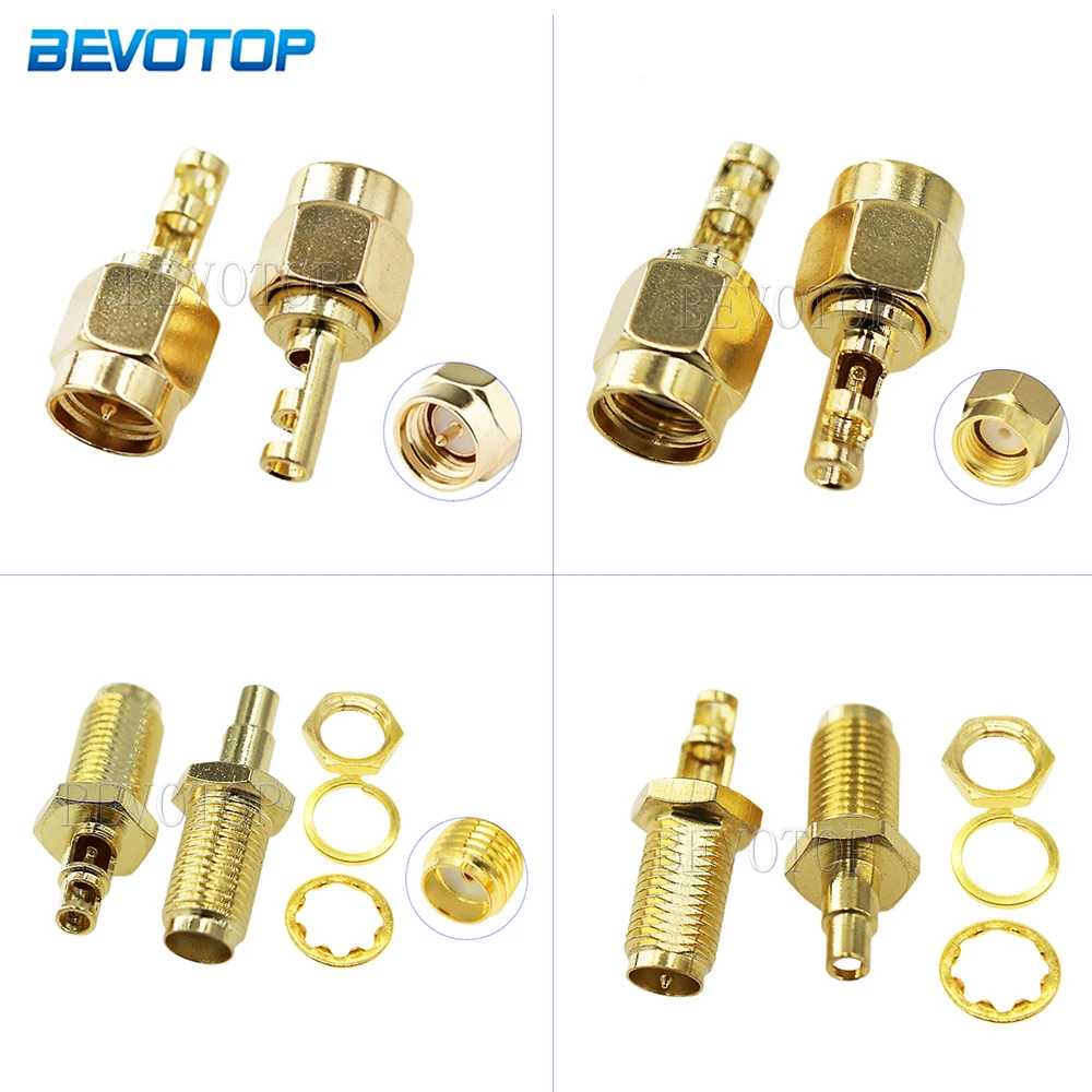 10Pcs/Lot SMA Male/Female Or RP-SMA Female Waterproof O-Ring Solder for RG178/RF1.37 Cable RF Connector Gold Plated 50 Ohm