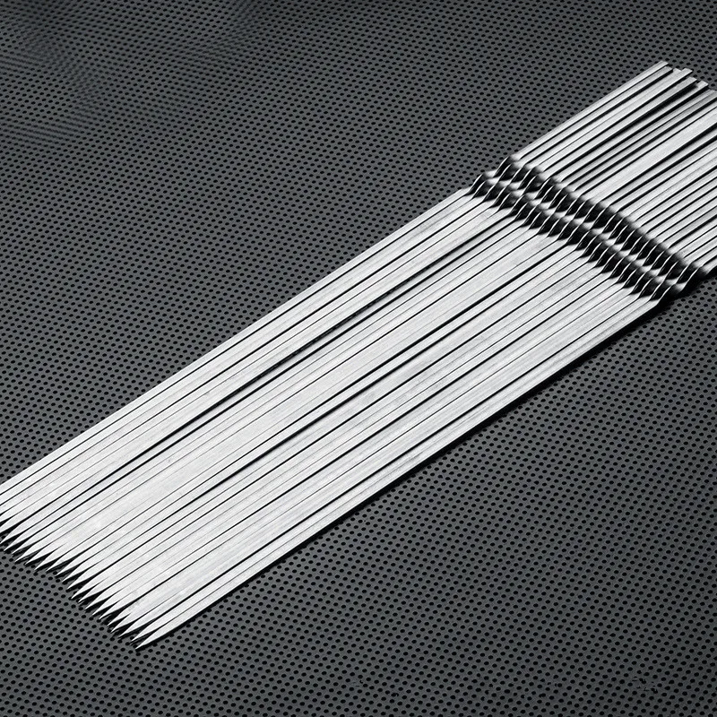 10Pcs 28CM Reusable Barbecue Skewers Stainless Steel BBQ Needle Stick for Outdoor Camping Picnic Tool Kitchen Accessories