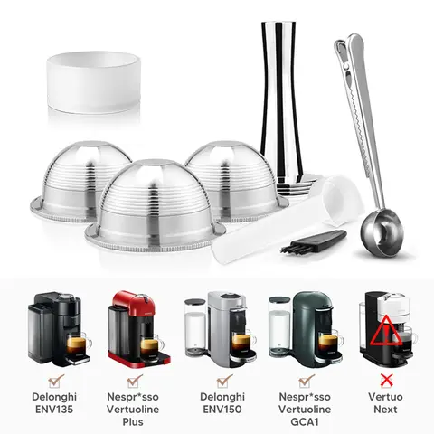 Nespresso Vertuo Vertuoline 커피 메이커 용 재사용 가능한 캡슐 포드 스테인레스 스틸 리필 형 에스프레소 커피 필터 탬퍼