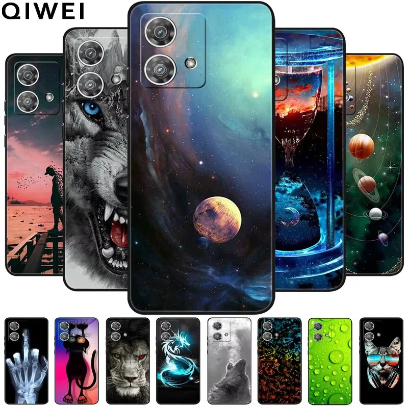 For Moto Edge 40 Neo Case 6.55'' Soft Silicon Cool Wolf TPU Phone Cases for Motorola Edge 40 Neo Cover XT2307-1 Shockproof Shell