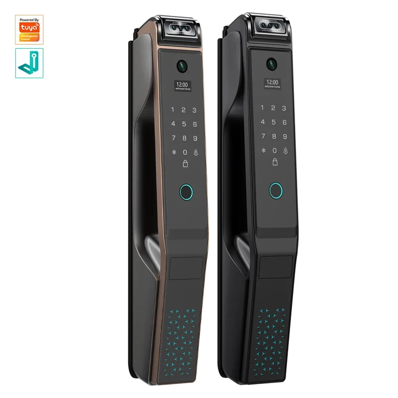 004 Otomatik Kilit Çok fonksiyonlu Akıllı Palmprint Tuya Gerçek zamanlı interkom Wifi Akıllı Kapı Kilidi Ev Güvenli Kilit