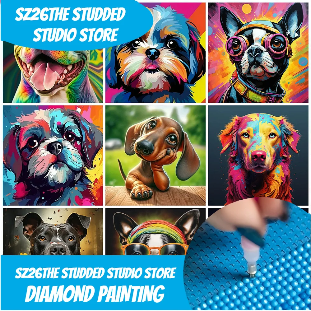 

Sz26The StuddedНовое поступление Алмазная мозаика Собака 5D DIY Картина из бисера Картина животного Стразы Вышивка Красочный Настенный Декор
