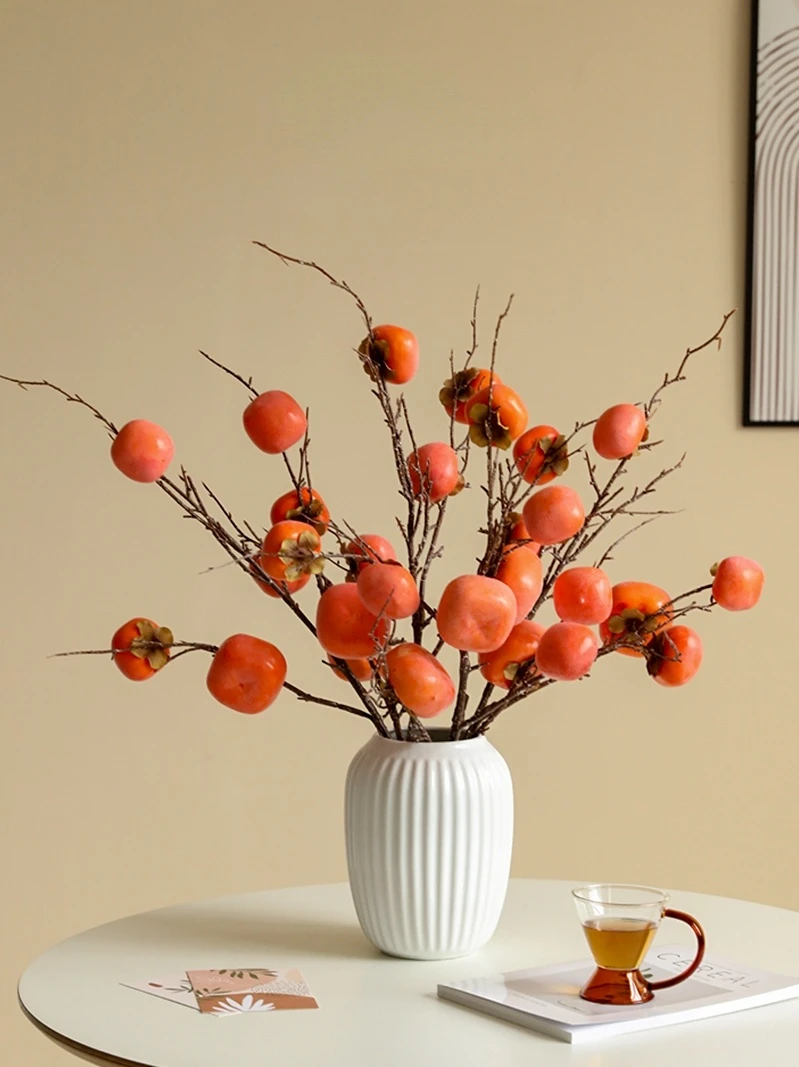 

Persimmon Ruyi ~ frost persimmon artificial flower living room entrance dining table fake flower decoration ornaments