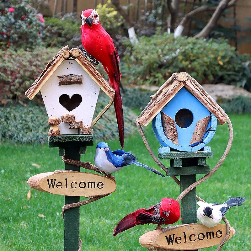 Outdoor garden bird's nest patio with yard decorations