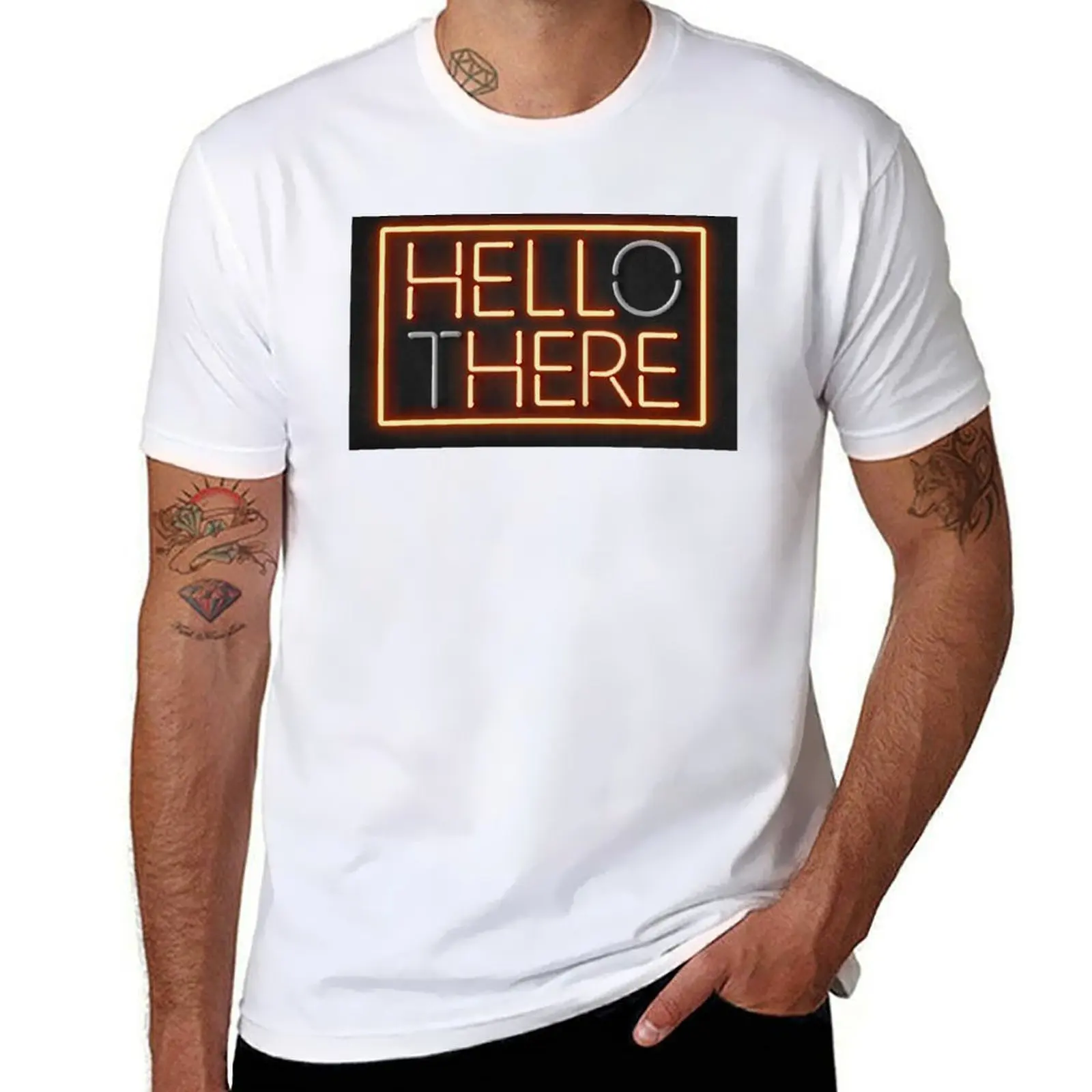 

Hello Here There T-Shirt luxury t Hell - tshirt cotton anime funny man t / shirt shirts Neon