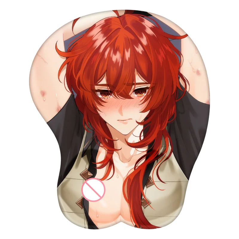 لوحة ماوس ثلاثية الأبعاد خجولة Diluc Ragnvindr أنيمي مسند المعصم مكتب لوحة الماوس حصيرة ملحقات الألعاب