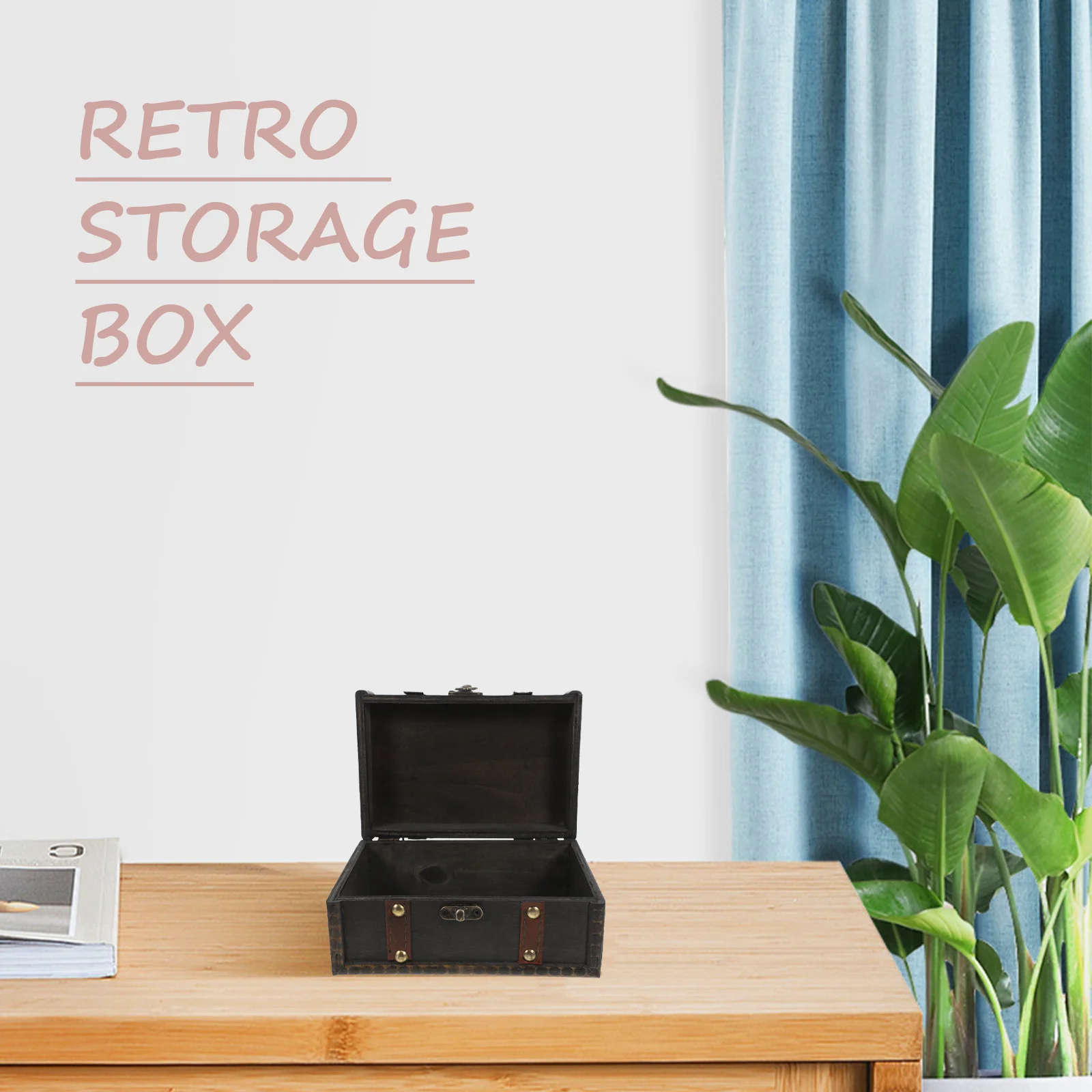 

Прямоугольный деревянный ящик для хранения, винтажный сундук на память для открыток, свадебный Mementos Escape, декоративный держатель для безделушек, пират