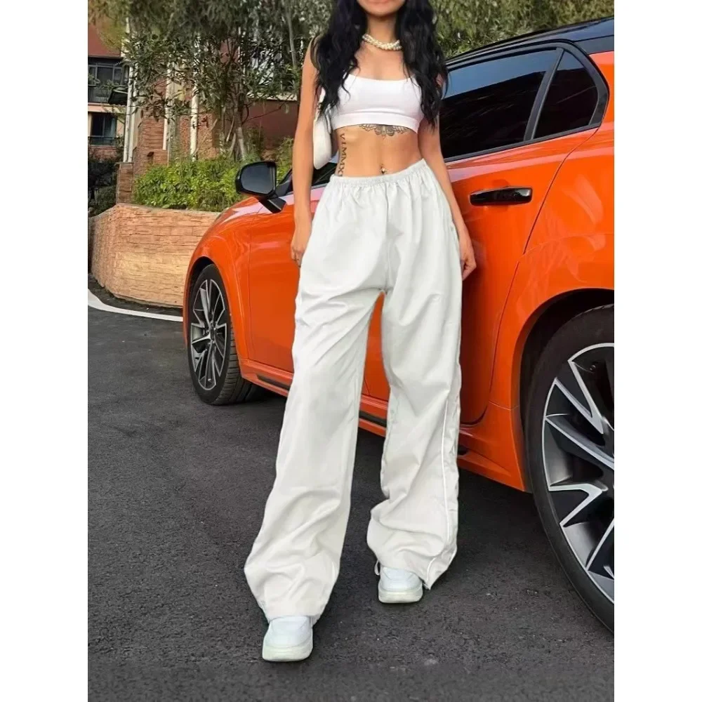 Women Summer Casual Long Pants Elastic Waist Side Drawstring Design Multiple Colors Breathable Flattering Streetwear Trousers
