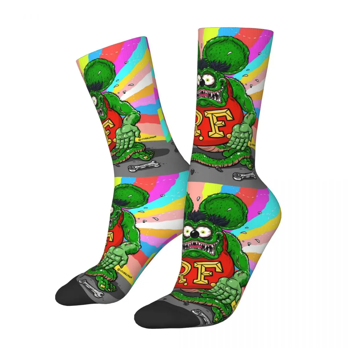 Play Baseball Rat Fink Socks Hiking 3D Print Boy Girls Mid-calf Sock