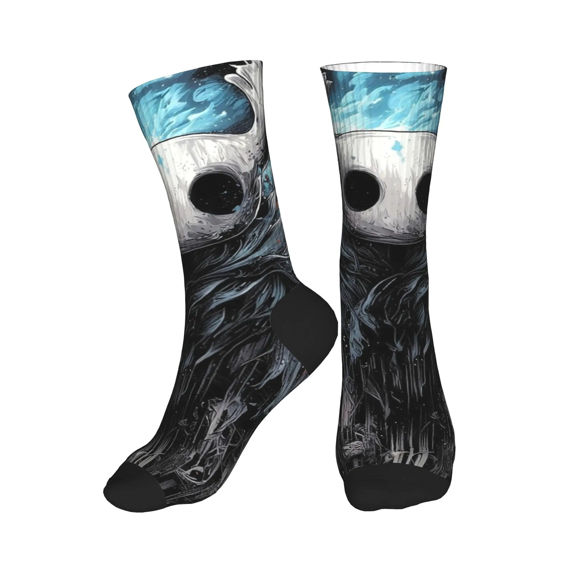 Hollow Knight Void Masked Wanderer Stockings  Pattern Harajuku Socks Winter Non Skid Socks Men Climbing Medium Soft Socks