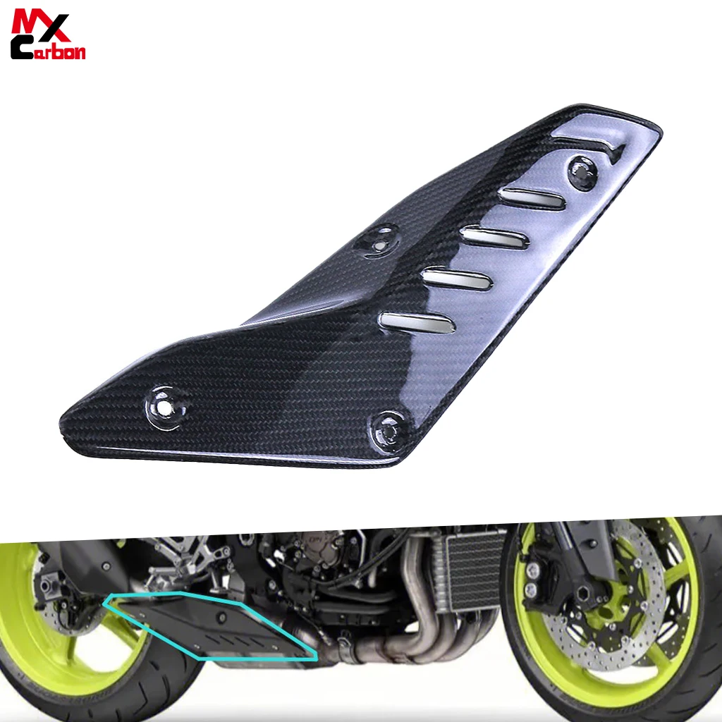 Motorcycle Real Carbon Fiber Exhaust Pipe Cover Heat Shield Accessories for Yamaha MT10 FZ10 2015 2016 2017 2018 2019 2020