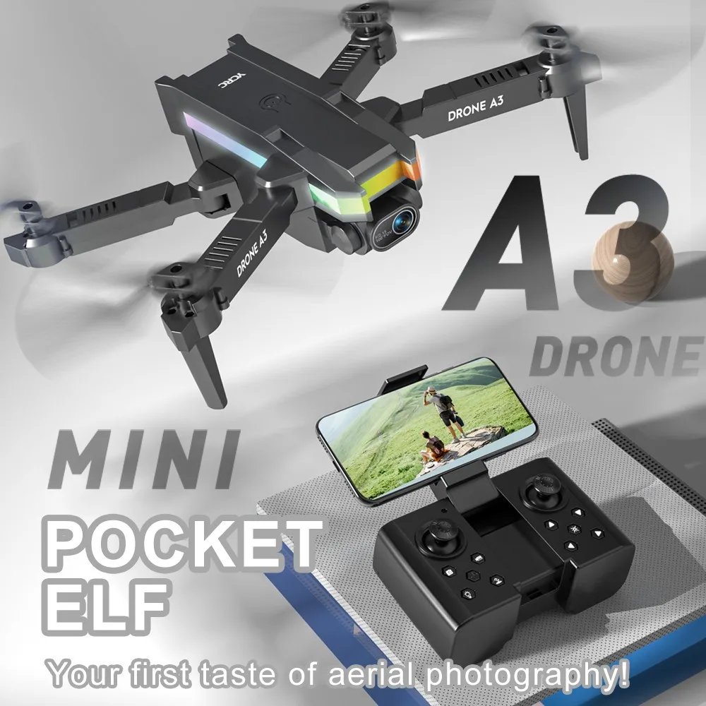 A3 Mini Drone 4K HD Dual Camera 2.4G 4CH Foldable RC Helicopter FPV Wifi PhotographyQuadcopter Gift For Adult Obstacle Avoidance