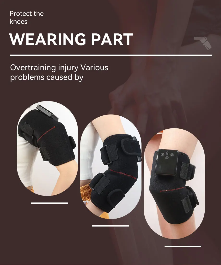 Kabelloses Laden, Rotlichttherapie, Heizmassage, Infrarot-Knieschoner mit LED-Schmerzlinderung