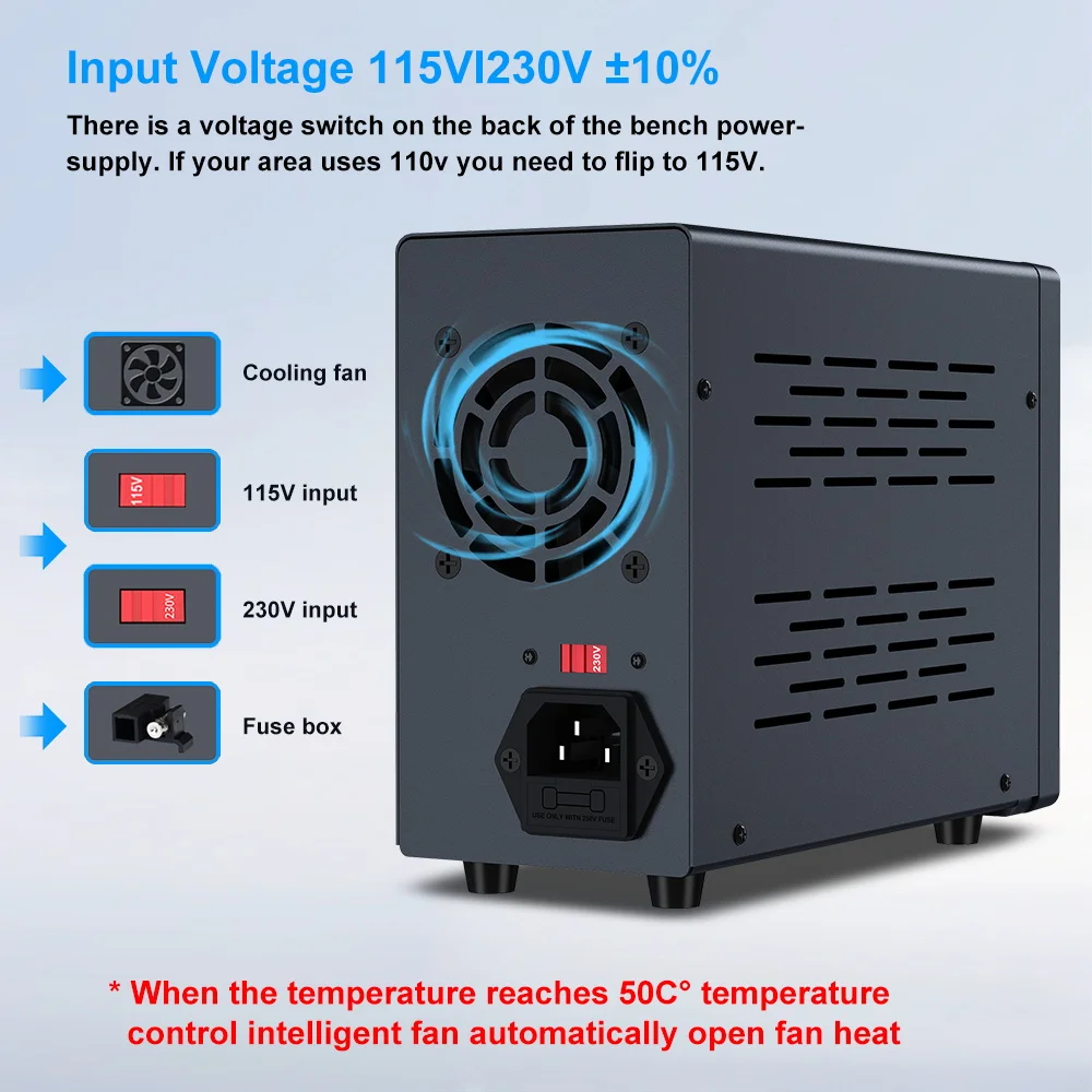 Imagem -06 - Nankadf-fontes de Alimentação de Laboratório Regulador Ajustável Comutação de Mesa Display de Carregamento Rápido Usb 32v 62v 120v