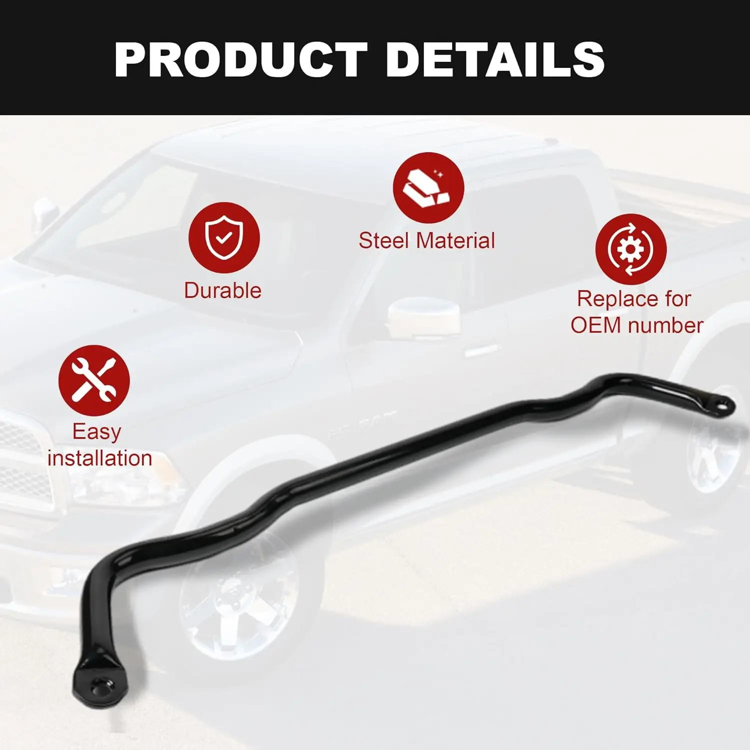 Dodge Ram 1500 Front Suspension Stabilizer Bar Upgrade 55398938AC Compatible with 2009-2018 Models