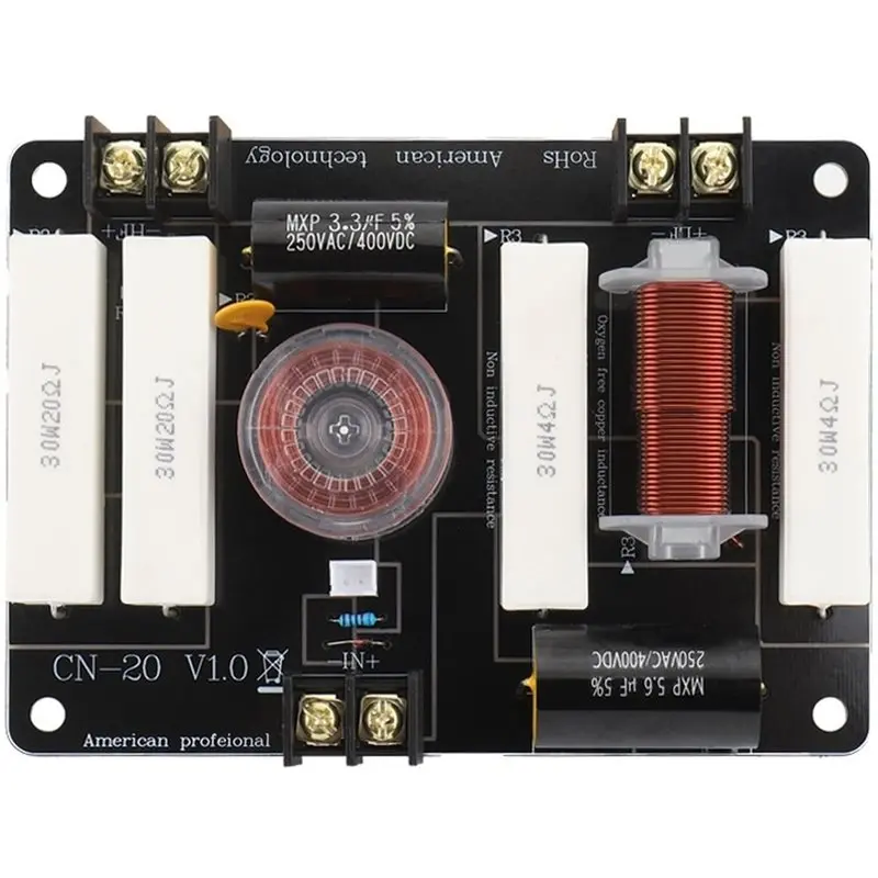 B50B-CN-20 2-Way Speaker Crossover 450W 3000Hz Treble Low Crossover For 8-12 Inch Speakers 25-44Mm Tweeter