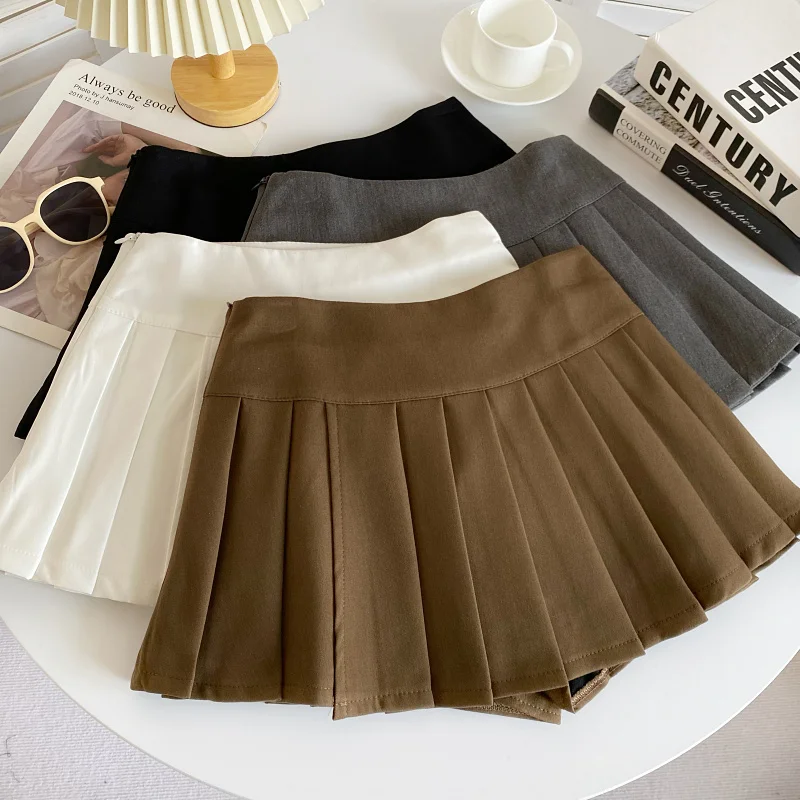 

Sweet And Spicy High Waist A-Line Skirt for Women Anti-Light Small Size Pleated ort Skirt Faionable Autumn New Arrival