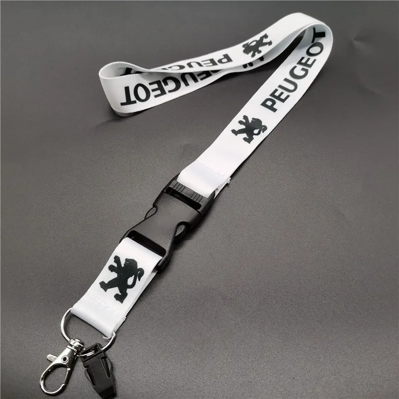 Lanyard Nylon Printing Emblem Style Black White Red Blue Keychain For Peugeot 206 207 307 3008 2008 308 407 408 508 301 208 RCZ