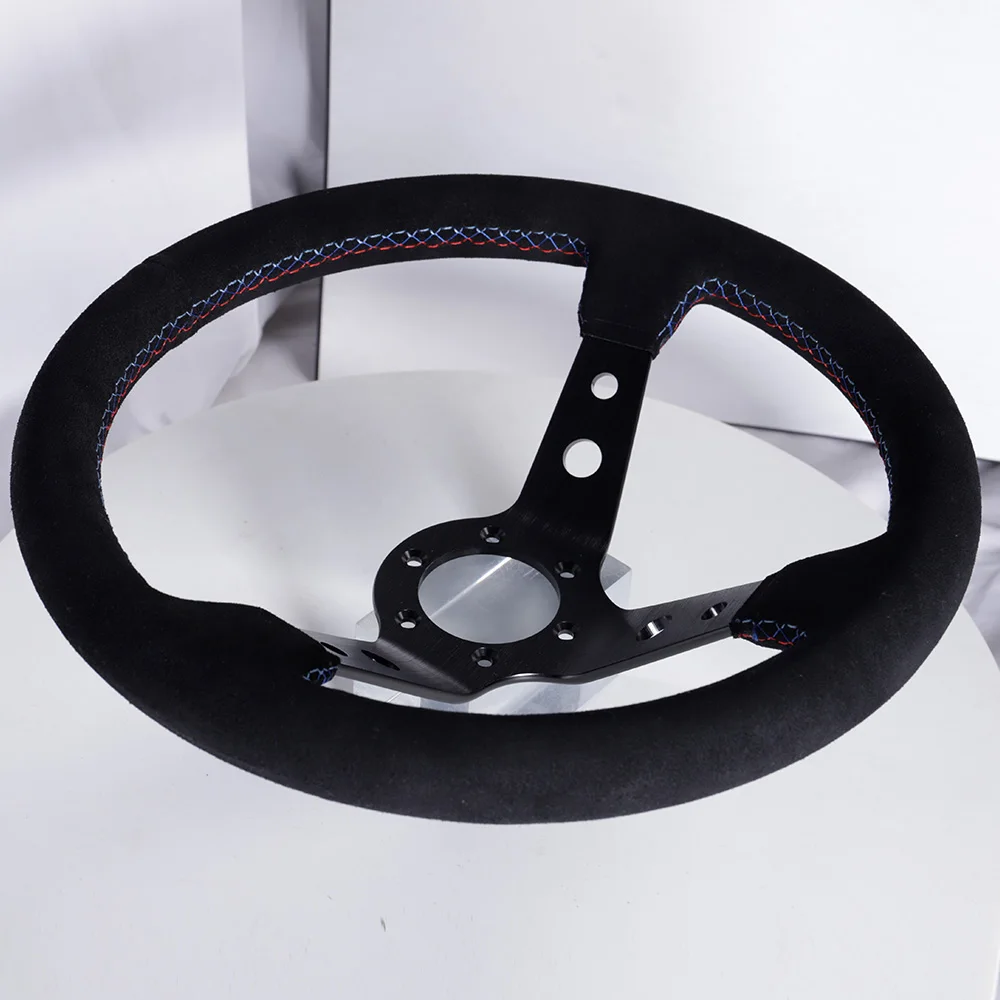 350mm Sport Steering Wheel Suede Leather Deep 90mm 14Inch Racing Drift Steering Wheel Universal