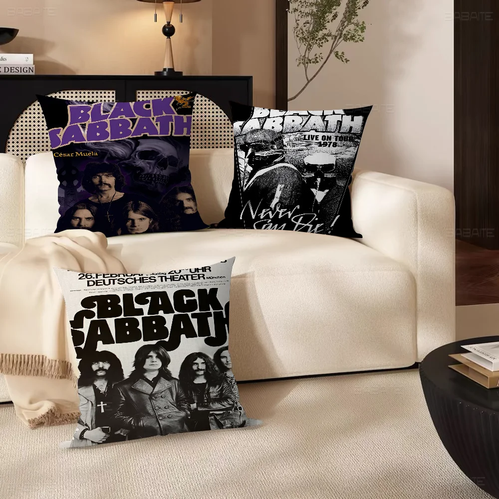 

B-Black S-Sabbath Band Pillow Gift Home Office Decoration Bedroom Sofa Car Cushion Cover case 45x45