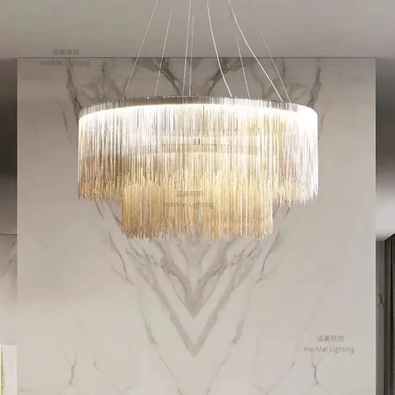 for Postmodern Tassel Chandelier Living Room Dining Room Bedroom Art Creative Personality Light Luxury Italian Suction