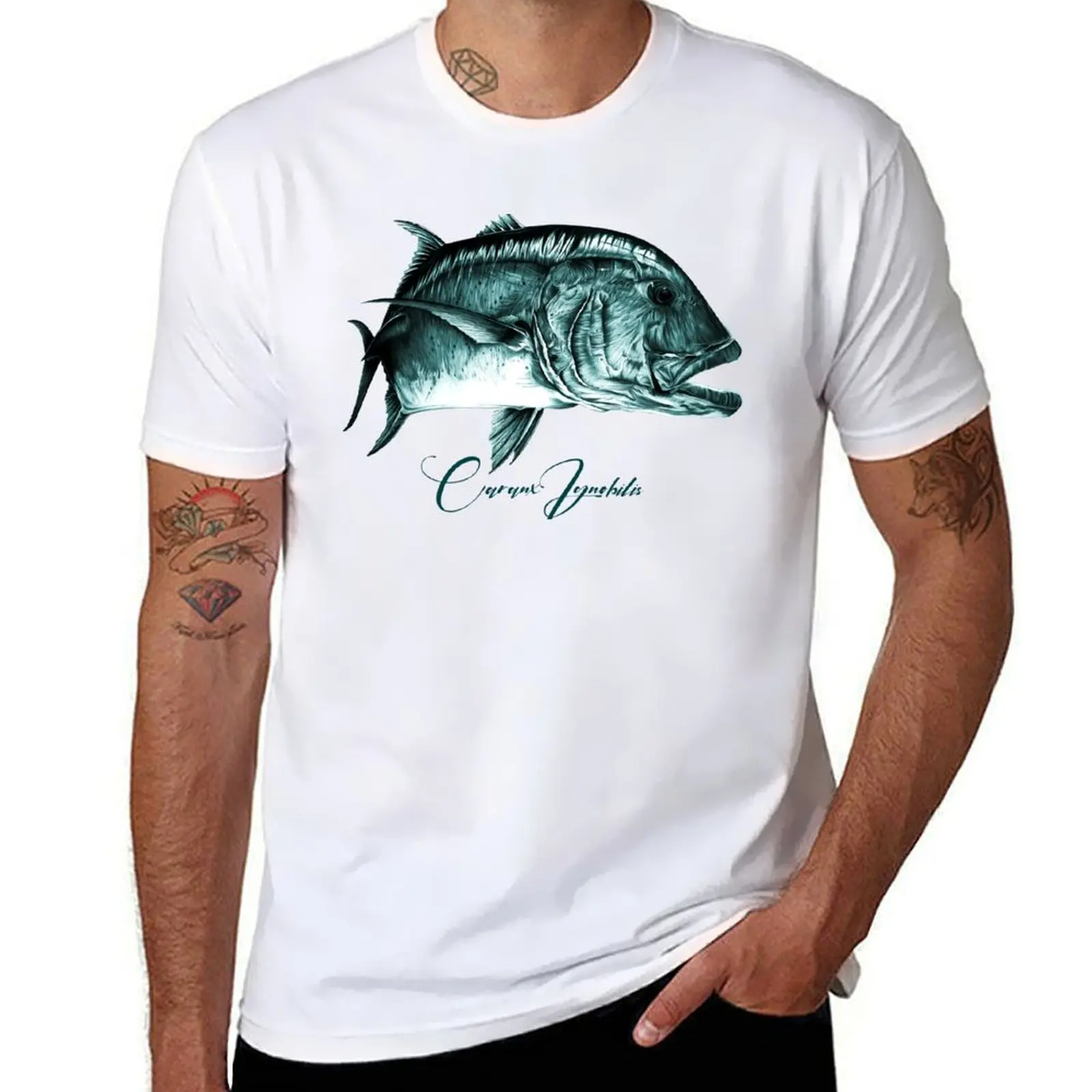 

Gyotaku Caranx Ignobilis T-Shirt funny t shirts man t shirts for man graphic funny T-Shirt