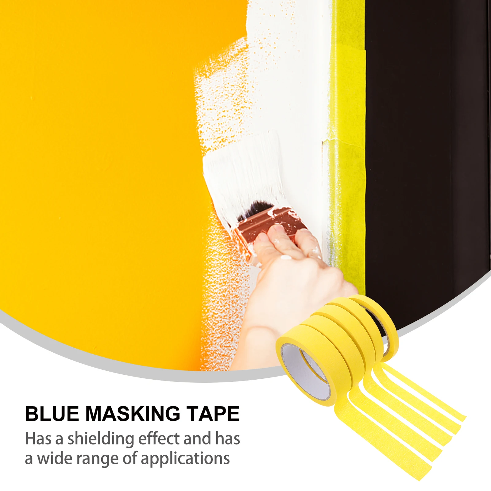 5pcs Yellow Masking Tape 10mmx20m 15mmx20m 18mmx20m 20mmx20m 25mmx20m for Car Spray Home Wall Durable Paper