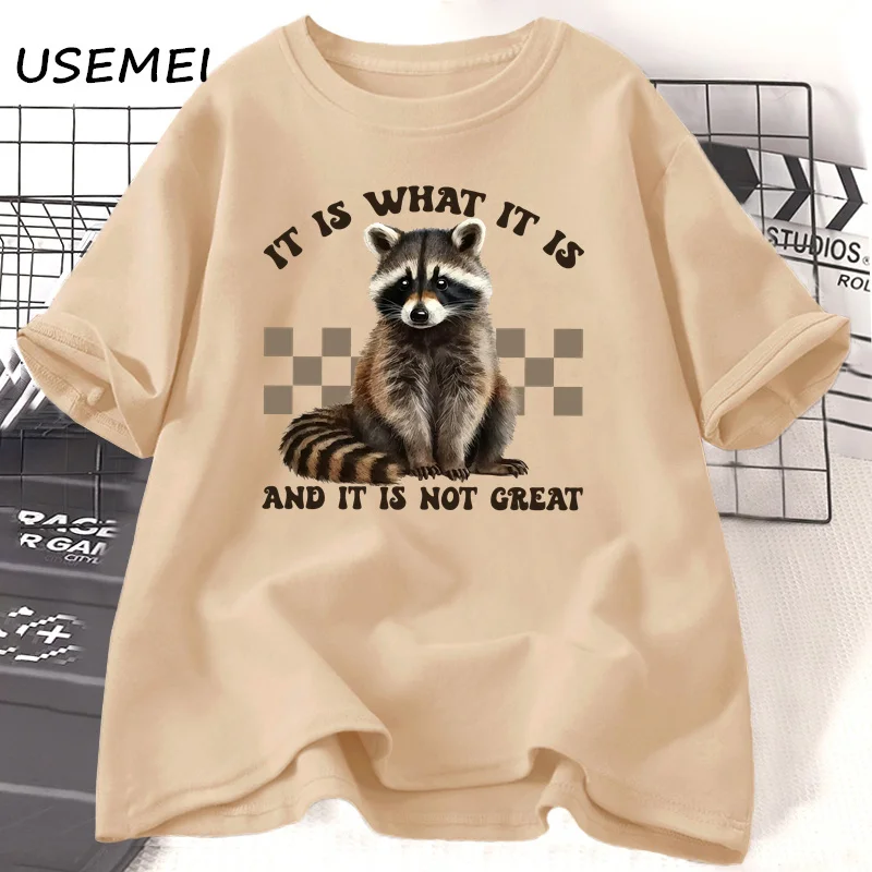 It Is What It Is and It Is Not Great Graphic T Shirts Racoon Meme Funny Animal T Shirt Trash Panda Tee Shirt Unisex Clothing