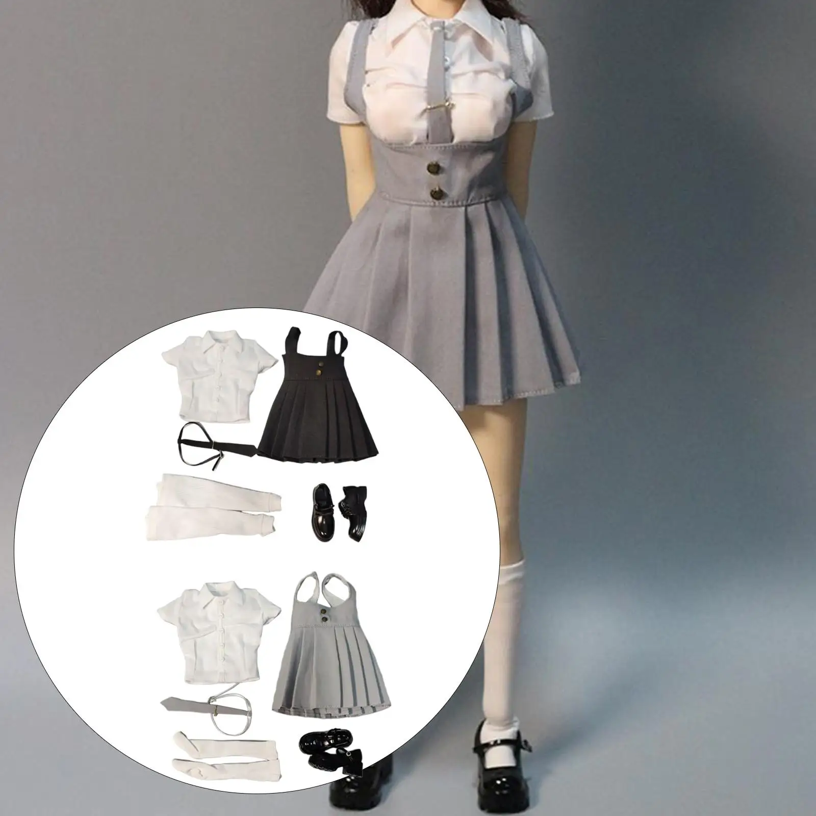 

1/6 топ с короткими рукавами и платье, модная повседневная кукольная одежда, высокие носки, наряд для женских фигурок 12 дюймов, аксессуар для костюма