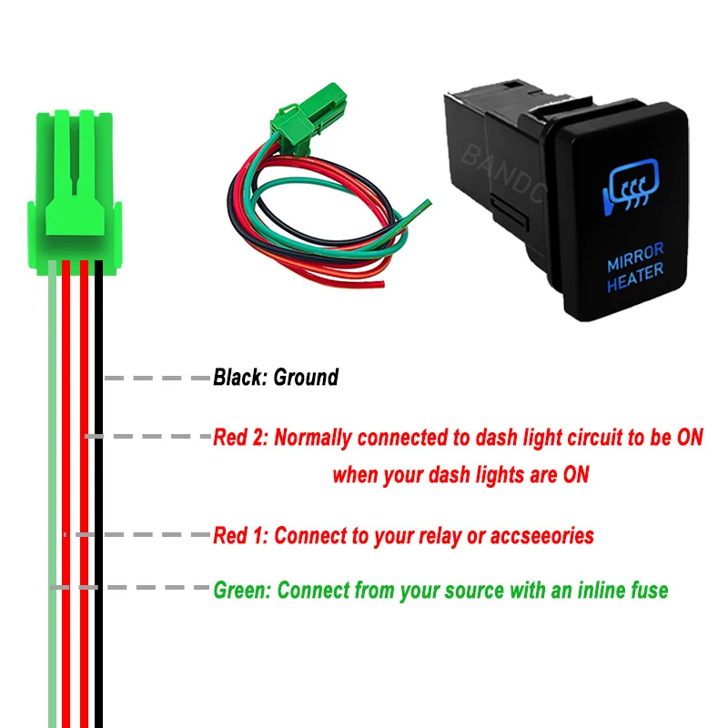 Interruptor de empuje Led azul con conector de cableado para Toyota Kluger, Highlander, Toyota 4runner, 3A, 12V, 1 unidad
