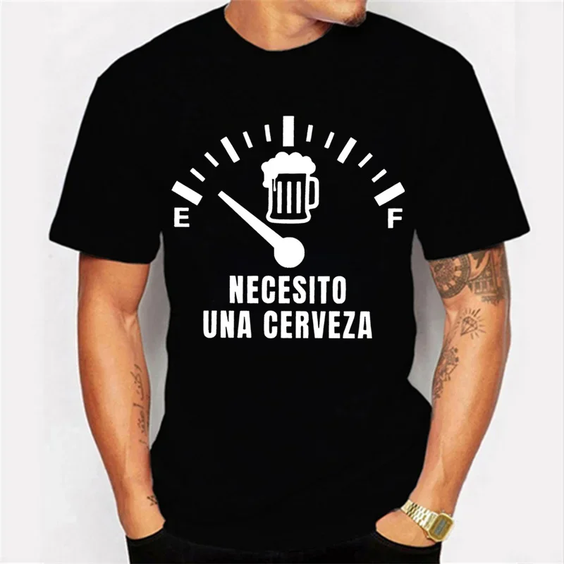 Necesito Una Cerveza Print Luminous Tops Tees Summer T Shirt Oversized Tee Shirt for Men Tshirt Clothing Men's Street T-shirt