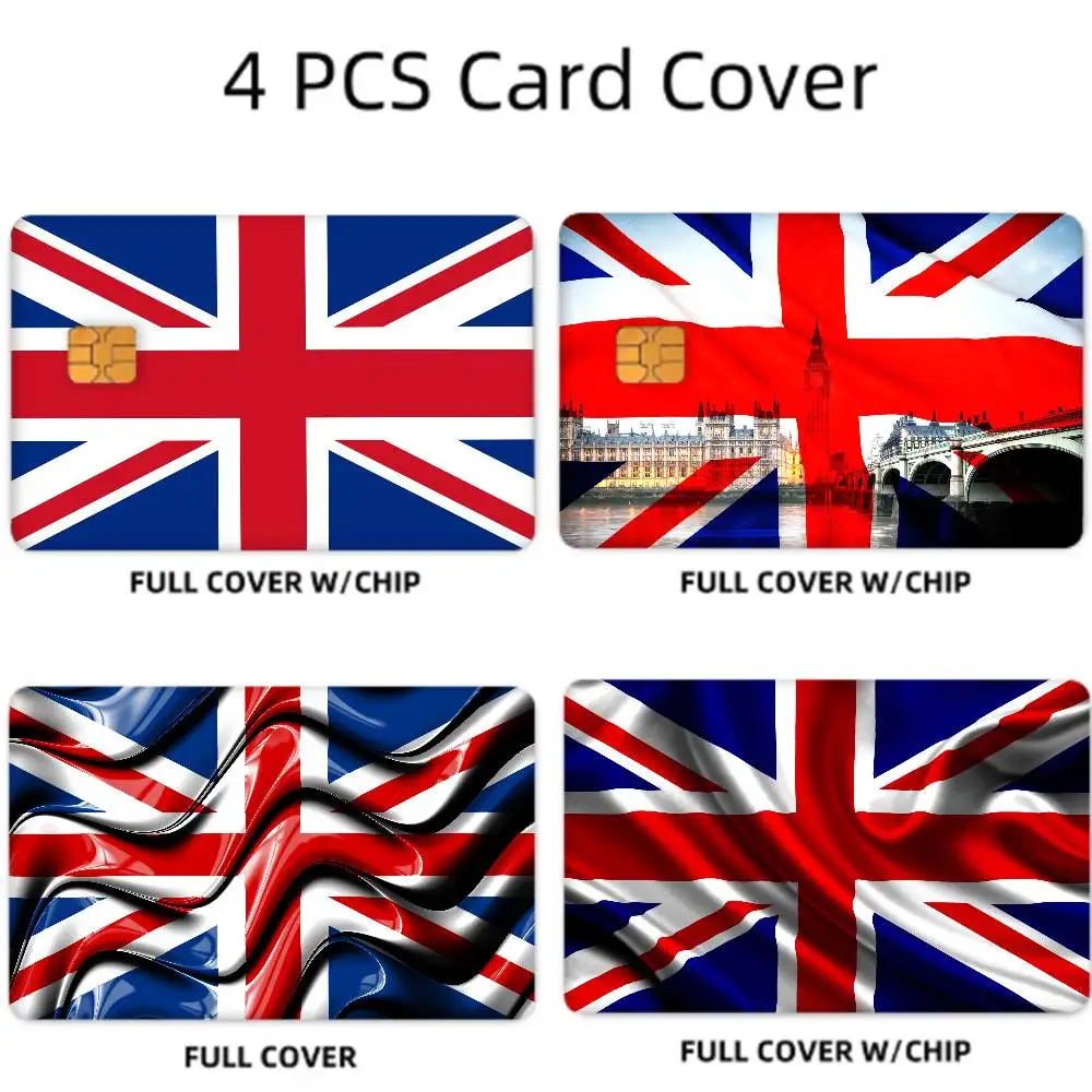 Bandera del E-England de U-UK, 1 Juego de 4 Uds., pegatinas de piel para tarjetas de crédito para tarjetas bancarias VISA, pegatina impermeable, regalo antiarañazos para mujeres