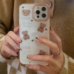 Cute Brown Bear Phone Case For Samsung S24 Ultra S22 Ultra S23 FE S20 FE S21 A52 A54 A52S A53 A33 A34 A32 A35 A05S A05 Cover