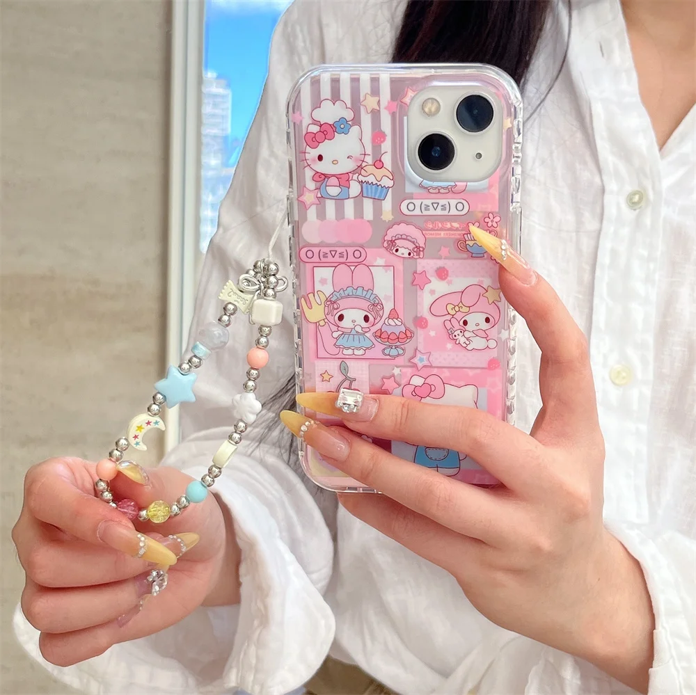 

New HelloKitty Lovely Anti-fall Cover Funda For iPhone 16 15 14 13 Pro Max - Luxury Stylish INS Korean Cute Shockproof Phone Cas