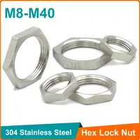 5pcs 304 Stainless Steel Hex Lock Nut M8 M10 M12 M14 M16 M18 M20 M22 M24 M25 -M40 Pipe Fitting Pitch 1mm 1.5mm Metric Female