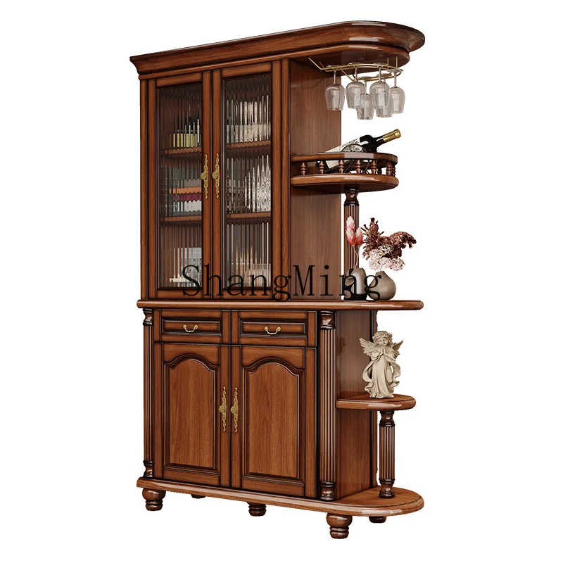 

DHY retro living room cabinet solid wood living room partition cabinet against the wall entrance cabinet
