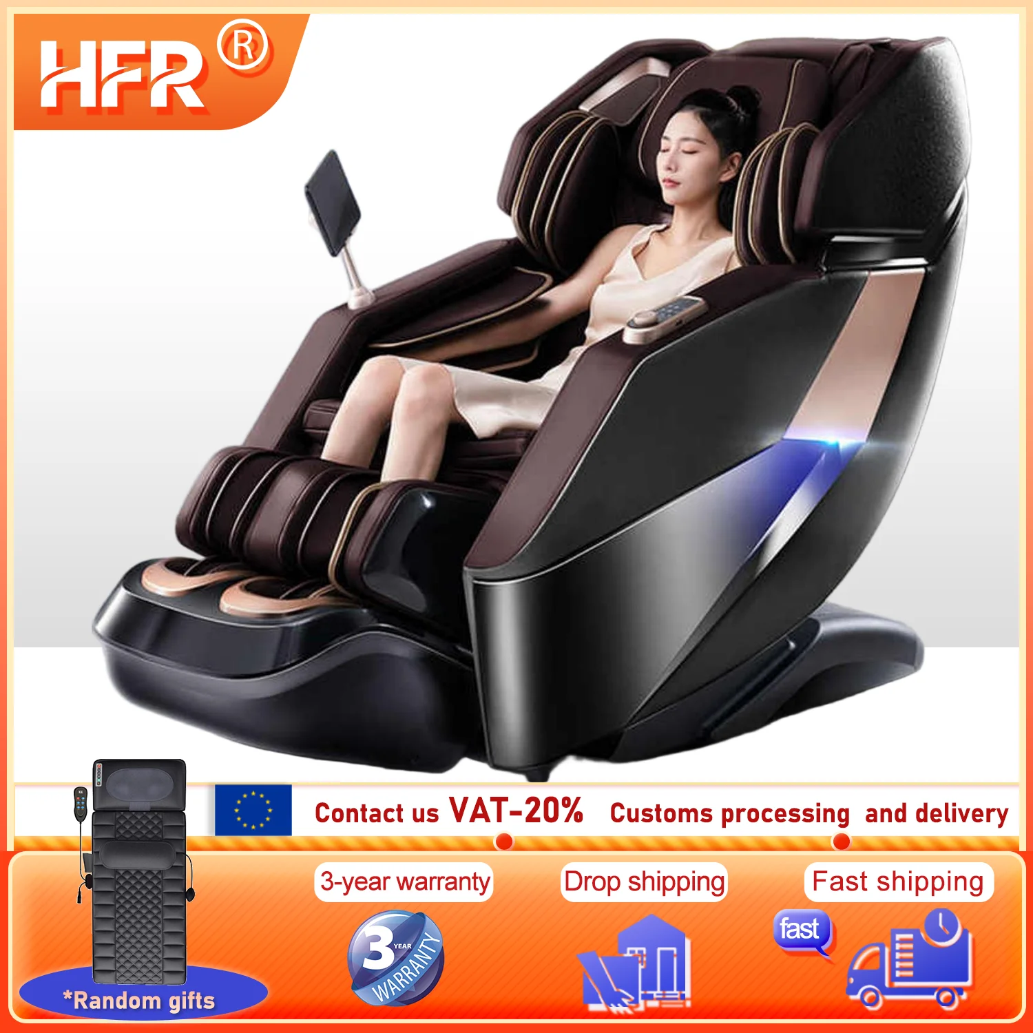 

3-летняя гарантия, массажное кресло для всего тела, сканирование здоровья с нулевой гравитацией, подогрев поясницы, AI Voice, массажное кресло шиацу, диван-качалка