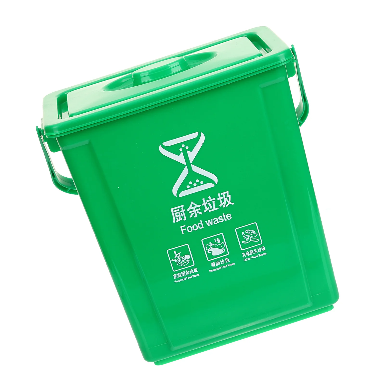 سلة مهملات مطبخ مستطيلة خضراء سعة 10 لتر مع غطاء صندوق سماد دلو نفايات الطعام بلاستيك قوي وموثوق يستخدم على نطاق واسع في المنزل #4