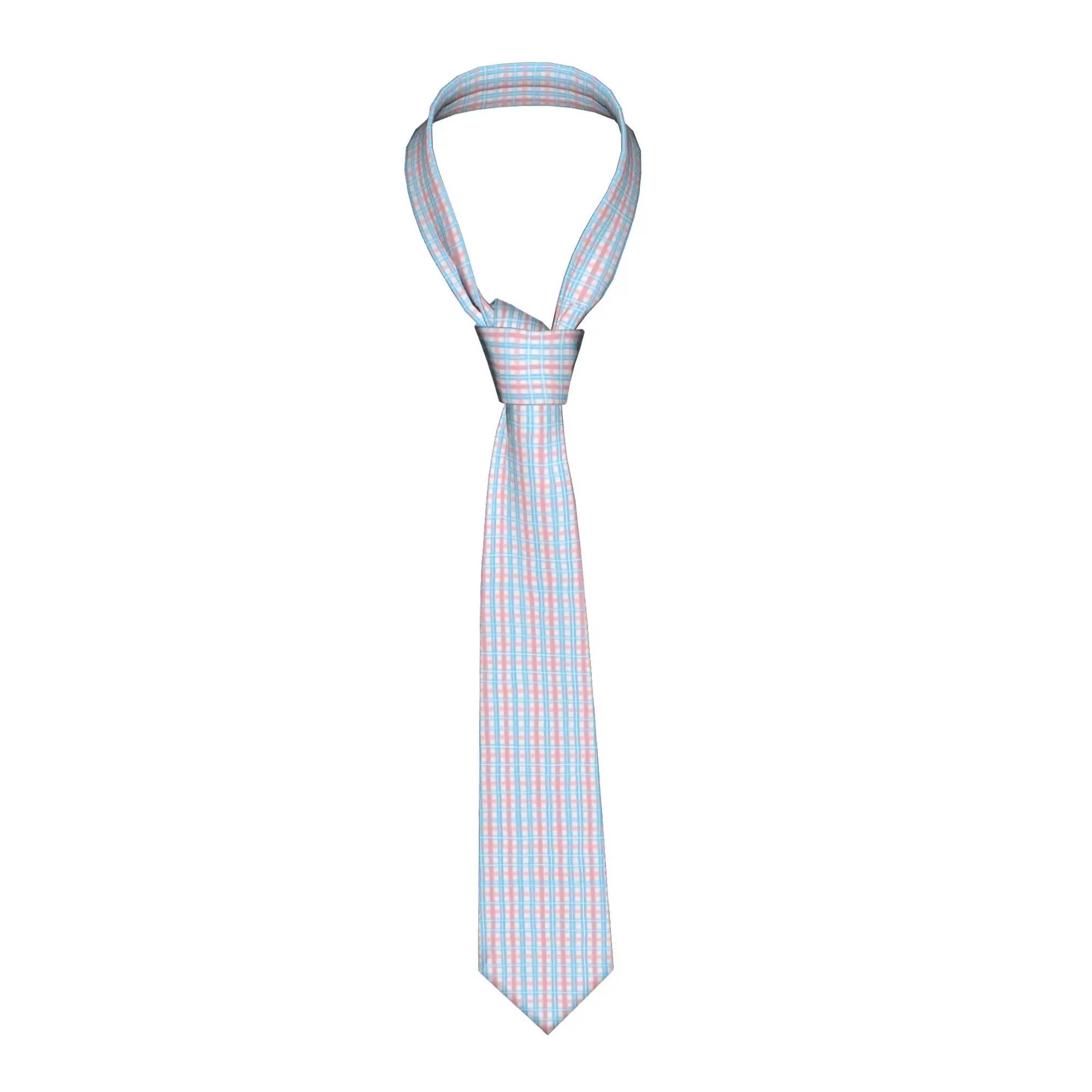 Trans Pride Tartan  Necktie 8 cm  Neck Ties for Men Silk Wide Suits Accessories Gravatas Wedding Accessories Office