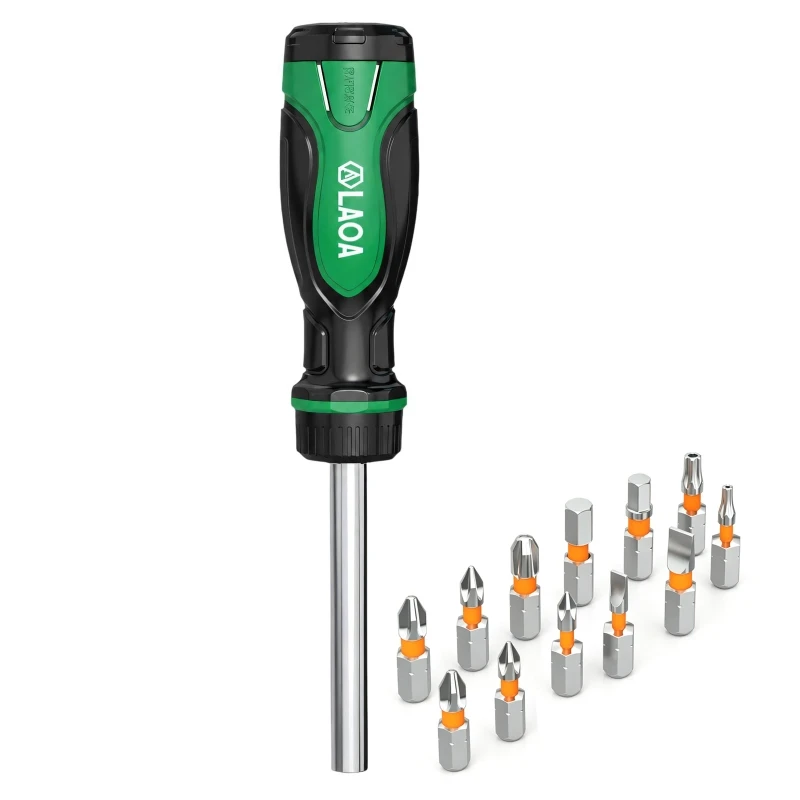 Handheld Screwdriver with Three Position Ratcheting Control and Stored Attachments for Routine Household Repairs high quality
