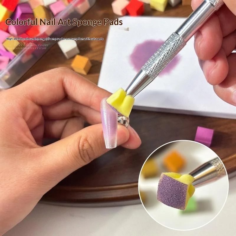 50/100Pcs Square Nail Art Sponge With Grab Pen Nail Colorfulr Nail Gel Polish DIY Nail Manicure Tool Accessories