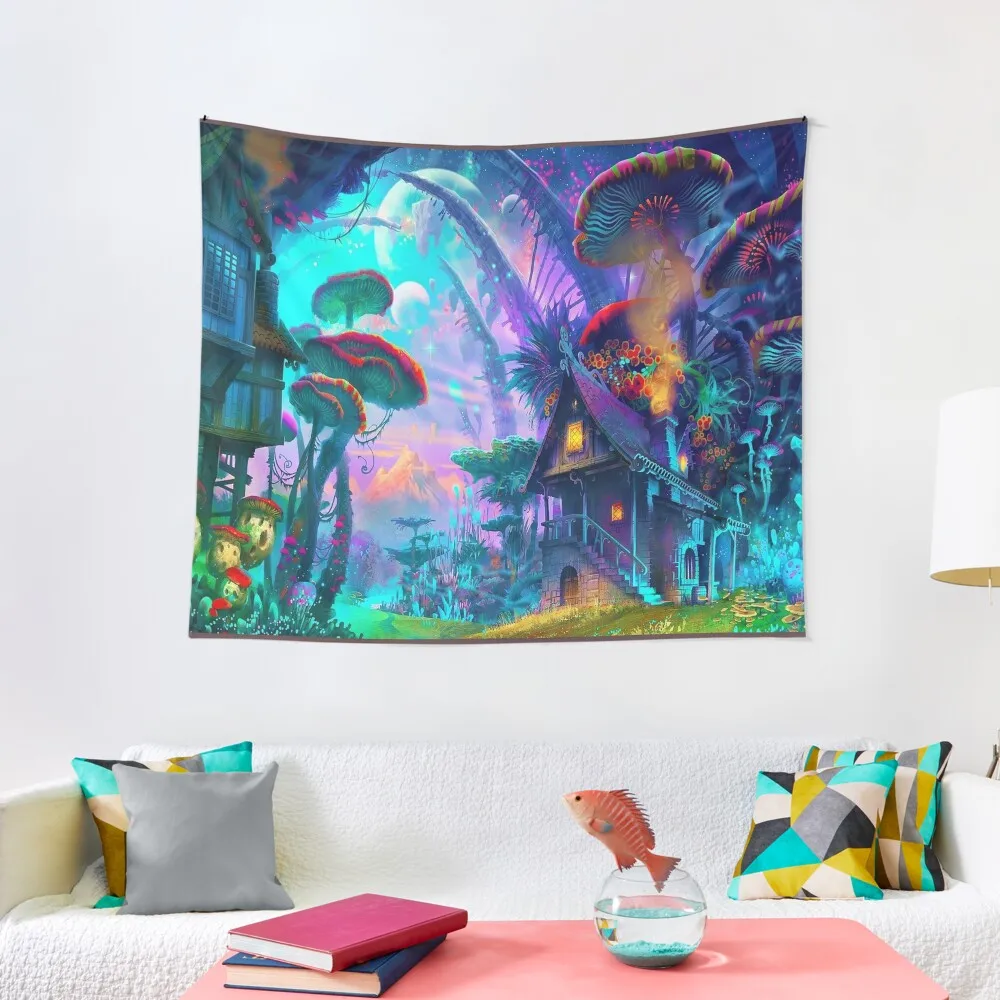 

Psychedelic Space House Lost in Time Tapestry Home Decorating Room Decoration Korean Style Tapestry