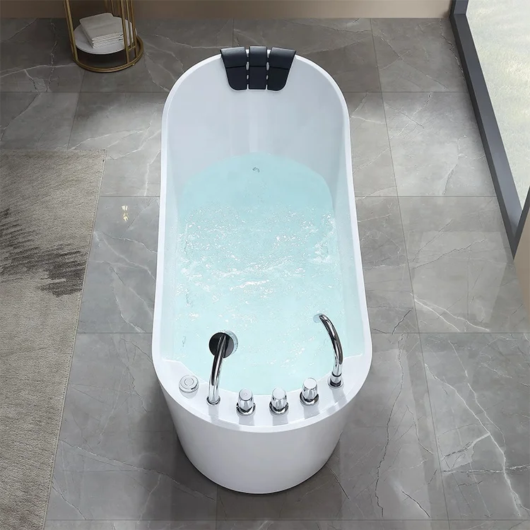 

Modern Bathroom Whirlpool Air Jet Bath Tub Free Standing Acrylic SPA Massage Bathtub With Shower Faucet White