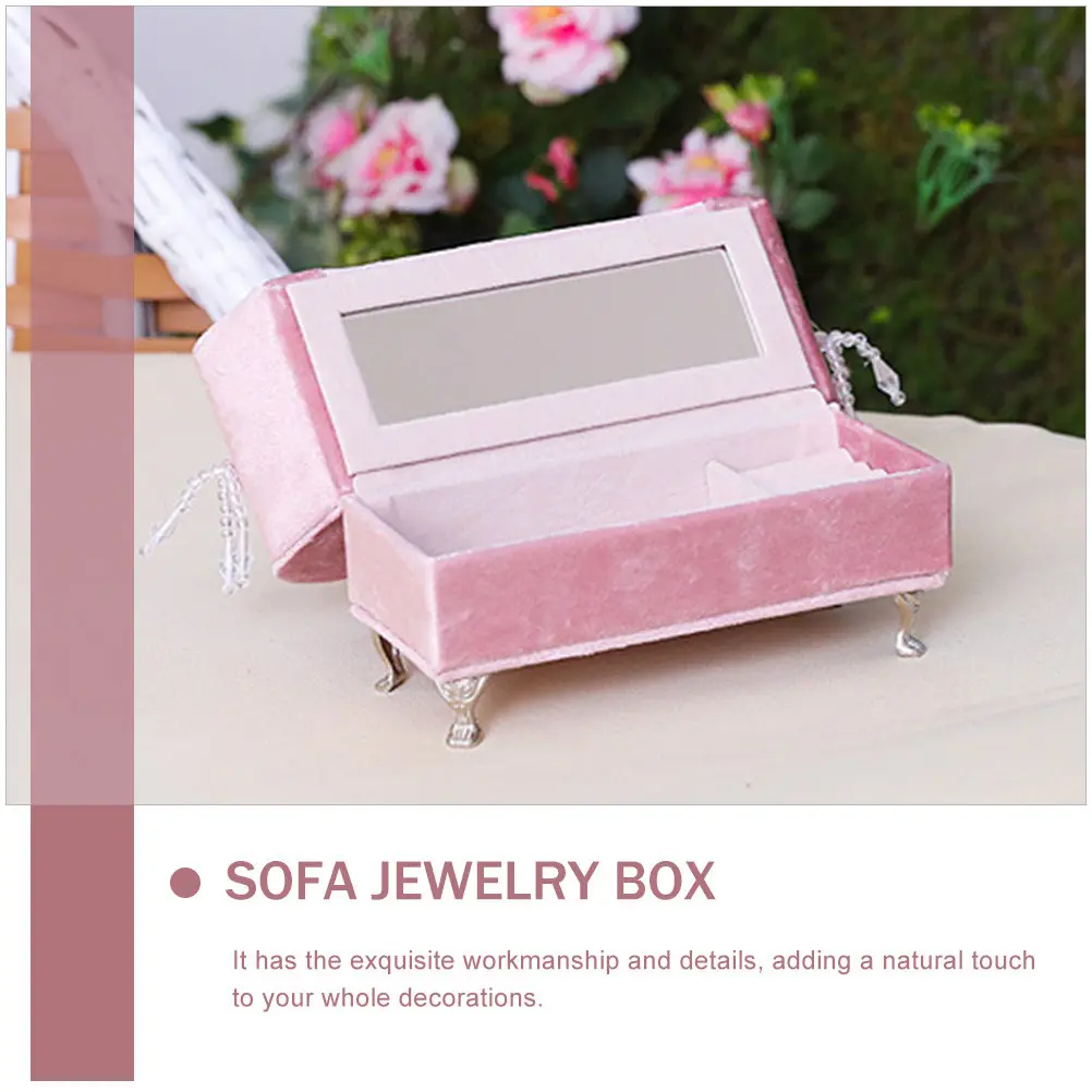 

Sofa Jewelry Box Pearl Lace Design Desktop Ornament for Earrings Rings Necklaces Bracelets Trinket Storage Organizer Home Decor
