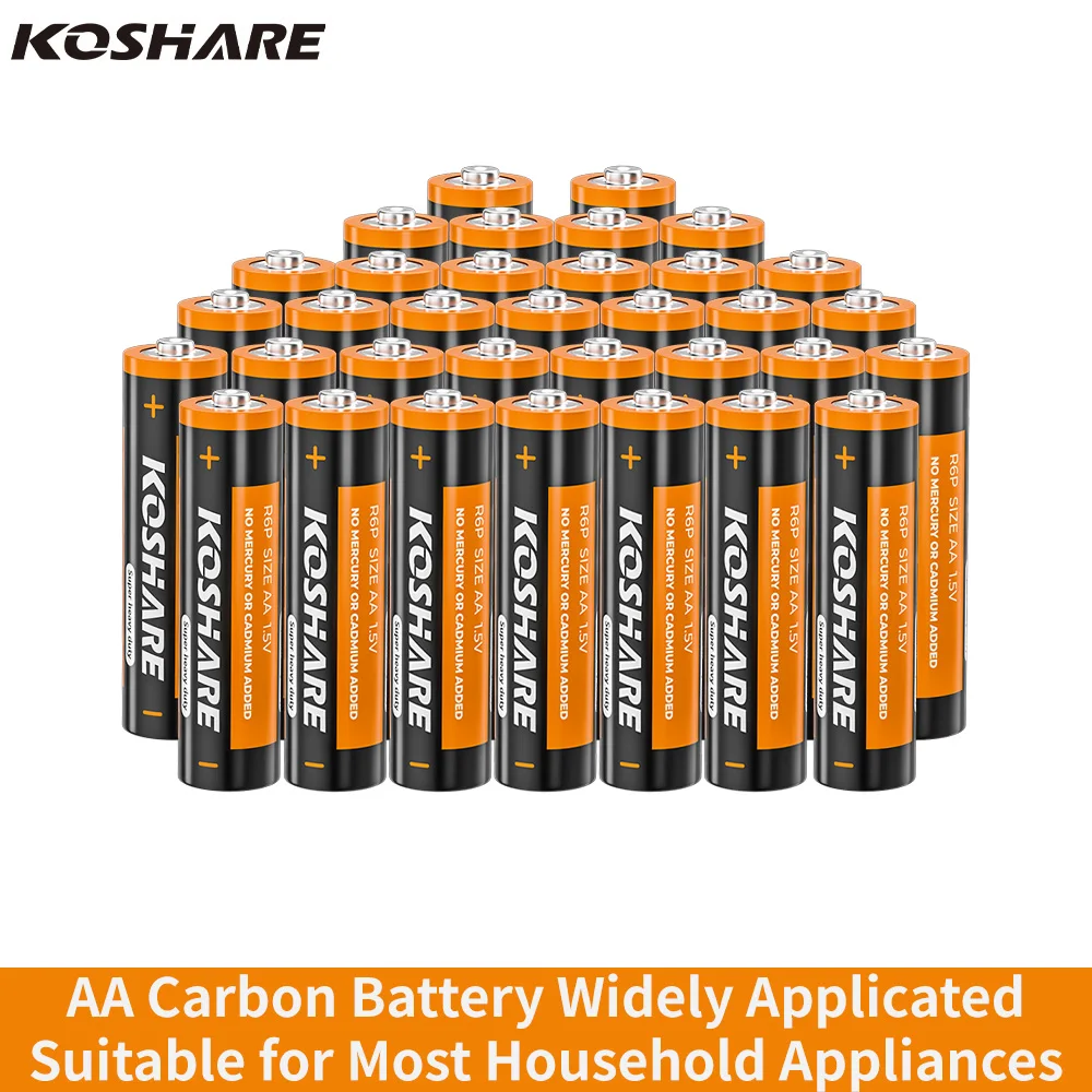 

KOSHARE 1.5V AA R6P new type disposable carbon dry battery, used for Led lights, toys, Mp3 cameras, flashlights, CD players, etc