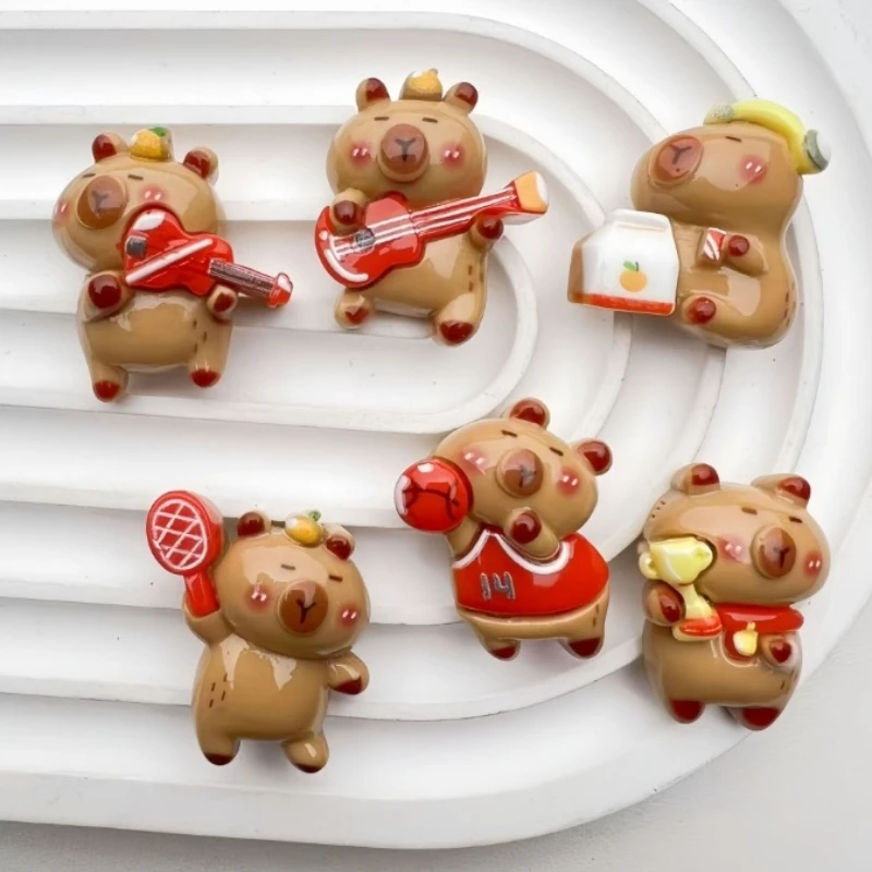 

Funny Capybara Shoe Charms Set Playing Basketball Piano Listening to Music Resin Decor For Sandals Cute 3D DIY Shoe Accessories