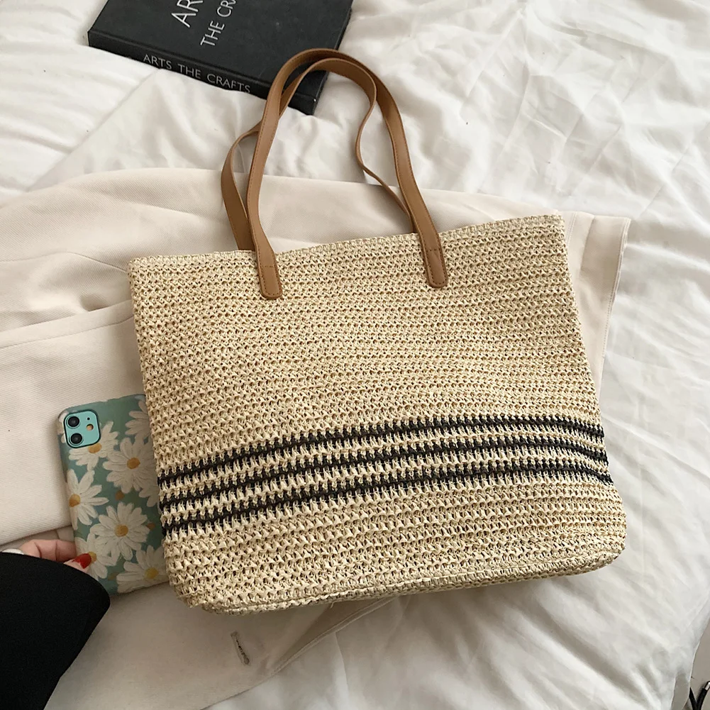 Borse a tracolla tessute di paglia donna Summer Beach Vacation Ladies Travel Totes Handbag borsa per lo Shopping portatile Streetwear